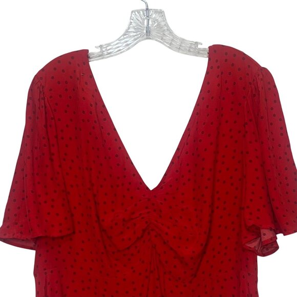 A New Day Polka Dot Vneck Shirt Womens XXL Red New Flutter - Picture 4 of 10